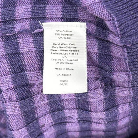 Talbots Cotton Blend Purple Striped Women's Lightweight Cable Knit Sweater - Picture 8 of 11